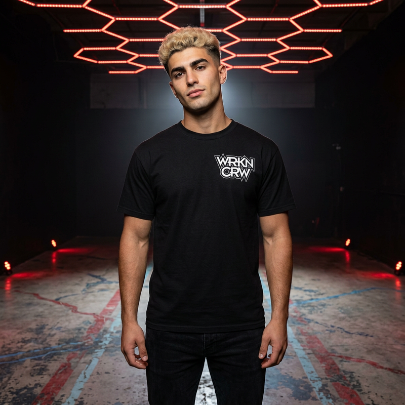 WorknCrw Graphic T-Shirt — “WRKN CRW” Front Logo & “for those willing to work...” Back